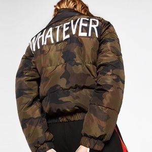 Zara Camo “Whatever” Puffer